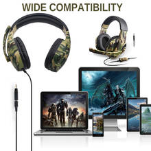 Headphone gamer com fio e microfone, fones de ouvido com fio de 3.5mm para pc e notebook, celular, camuflagem para ps4 2024 - compre barato