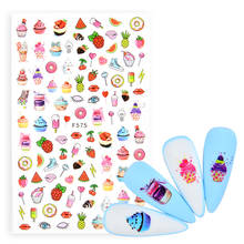 1 Sheet Nail Sticker Cartoon Fruit Cake Donuts Lips DIY Decals Design Manicures Decorations Accessories For Nail Art 2024 - buy cheap