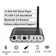 Decodificador de Audio DA615U 5,1 CH, receptor DAC inalámbrico, Compatible con Bluetooth 5,0, Audio óptico Coaxial U play PC-USB DAC DTS a 5,1 ch 2024 - compra barato