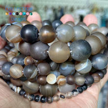 Natural Dull Polished Coffee Stripe Agates Loose Round Beads For Jewelry Making 4-12 mm Diy Bracelets Accessories 15" Wholesale 2024 - buy cheap