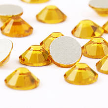 Rivoli-diamantes de imitación de cristal ss3-ss30, accesorio para las uñas, con forma redonda, Parte posterior plana, sin pegamento, Color amarillo 2024 - compra barato