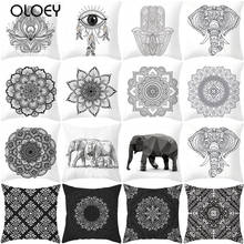 Funda de almohada decorativa para sofá, cubierta de cojín con Mandala y elefante, ropa de cama Bohemia, India, 45x45cm 2024 - compra barato