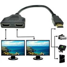 Cable divisor compatible con HDMI de 1 macho a 2 hembra, adaptador divisor en HD, LED, LCD, TV, 30cm, novedad 2024 - compra barato