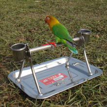 Portable Stainless Steel Parrot Training Perches  Bird Play Stand with 2 Feeder Cup for Small Birds Tiger Conure Cockatiel 2024 - buy cheap