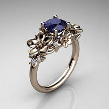 Anel flor de aço inoxidável, anel feminino com pedra brilhante, anel de prata azul natural, presente para festa de casamento, novo, 2019 2024 - compre barato