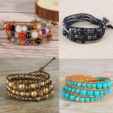 KELITCH Crystal Beads Strand Bracelets Gift Anime Leather 3 Wrap Bracelet Bangles Charm Chains Kpop 2024 - buy cheap