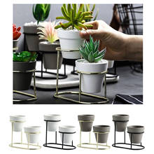 2 In1 Mini Ceramic Succulent Plant Pot Flower Planter with Stand Set 2024 - buy cheap