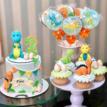 Cyuan decoração para festa com tema de dinossauro, cobertura para bolo com animal, dinossauro, selva, safari, festa de aniversário infantil, menino 2024 - compre barato