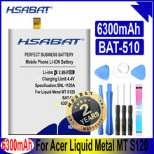 Аккумулятор HSABAT BAT-510 на 6300 мА · ч для Acer Liquid Metal MT S120 BAT-510 (1/CP6/65/85) SP516485SF-C 2024 - купить недорого