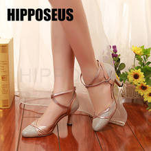 Hipposeus Dance-Shoes For Girls Women Ladies Ballroom Latin Shoes Modern Tango Jazz Dancing Shoes Glitter Salsa Shoes Sandals 2024 - buy cheap