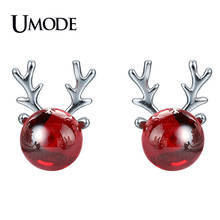 UMODE New Fashion Red Garnet Deer Antlers Stud Earrings for Women White Gold Red Ear Studs Jewelry Bijoux AUE0463 2024 - buy cheap