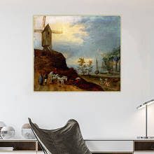 Citon Bruegel Pieter River речной пейзаж с ветряной мельницей Canvas холст искусство Масляная живопись художественное оформление стены декор дома интерьера 2024 - купить недорого