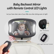 Baby Backseat View Mirror Shatterproof Acrylic Baby Car Mirror 360° Rotatable Rearview Baby Mirror with Remote Control LED Light 2024 - buy cheap