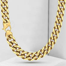 Davieslee colar de aço inoxidável 316l 15mm, colar para homens meninos cor dourada e de corrente pesada para homens joias de moda masculina dhn113 2024 - compre barato