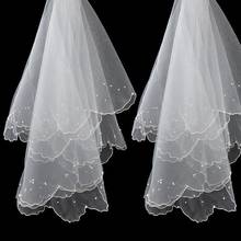 Véu de noiva simples e elegante, tulle com uma camada de marfim, acessórios femininos curtos 2024 - compre barato