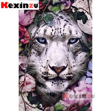 2019 kexinzu 5d diy pintura diamante quadrado completo "leopardo flor" 3d redondo bordado ponto cruz artesanato trabalho decoração de casa x4452 2024 - compre barato