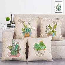 Painting Decorative Throw Pillow Case Cactus Flower Green Succulent Plants Cushion Covers Party Home Farmhouse Decor T79 2024 - buy cheap