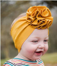 Grande algodão amassado flor bandana para meninas tecido recém-nascido cabeça turbante crianças headbands da criança headwrap hairband chapelaria 2024 - compre barato