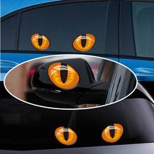 2pcs cat eyes car stickers simulation 3D Reflective stereo car sticker luminous car sticker car head rearview mirror car sticker 2024 - buy cheap