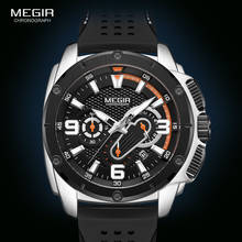 MEGIR Men's Chronograph Quartz Watches 2021 Luxury Top Brand Military Sport Wristwatch Silicone Strap Waterproof Watches Men 2024 - buy cheap