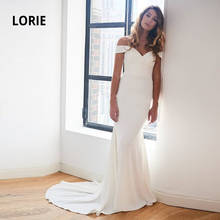 LORIE Off-the-shoulder Simple Soft Satin Ivory Wedding Gown Mermaid V-neck Backless Sleeveless Vestido de novia Plus Size 2024 - buy cheap