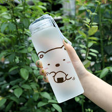 500ml garrafa de água dos desenhos animados anime bio viagem portátil copo de vidro fosco criativo esporte garrafas drinkware 2024 - compre barato