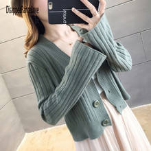 Women's Sweaters Autumn Spring Short Cardigans Single Breasted V-Neck Casual Sweaters Female Solid Knitted Jackets Jumpers 2024 - buy cheap