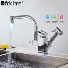 Kitchen Faucet Chrome Led Pull Out Kitchen Tap Hot And Cold Single Handle Two Ways Spout 360 Swivel Deck Mounted torneira 2024 - buy cheap