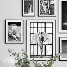 Balé com estampas impressas, elegante, preto e branco, estilo nórdico, retrato para meninas, arte para parede, decoração de casa, pintura em tela 2024 - compre barato