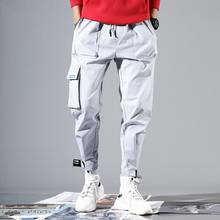 2020 Men Multi-pocket Elastic Waist Design Harem Pant Street Punk Hip Hop Red Casual Trousers Joggers Male Army Cargo Pants XXXL 2024 - buy cheap
