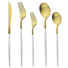 5/20/30Pcs White Gold Cutlery Set Matte Knife Spoon Fork Tableware Set 304 Stainless Steel Dinnerware Set Kitchen Flatware Set 2024 - buy cheap