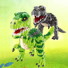 1457 pçs + jurássico dinossauro 3d modelo bloco tyrannosaurus velociraptor diy descompressão mini bloco de construção brinquedo presente das crianças 2024 - compre barato