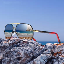 Оригинальные брендовые Дизайнерские мужские солнцезащитные очки, поляризационные, Овальные, сплав, Роскошные, Ретро стиль, мужские солнцезащитные очки для вождения, зеркальные очки для вождения 2024 - купить недорого