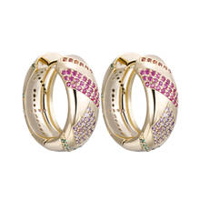 Fashion Colorful Rhinestone Hoop Earrings Jewelry Gift 2021 Classic Wide Circle Brincos Gold Silvery Hoop Earrings For Women 2024 - buy cheap