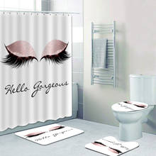 Модный набор штор для душа с розовыми золотыми ресницами, занавески для ванной с ковриком для ванной, ковер для туалета, блестящий Hello великолепный Декор 2024 - купить недорого