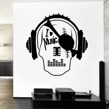Виниловая наклейка на стену «I Love Music», «пиратский череп», «прослушивание музыки», «гарнитура», «человек в спальне», «пещера», домашний декор, S1275 2024 - купить недорого
