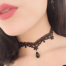 Gothic Vintage Black White Lace Neck Choker Necklace Women Sexy Rhinestone Pendant Collar Necklaces Party Jewelry Accessories 2024 - buy cheap