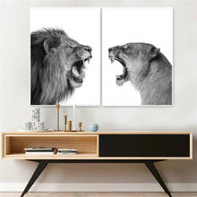 Lion and Lioness Canvas Poster Black and White Woodlands Animal Print Photo Painting  Wall Picture For Living Room Decoration 2024 - buy cheap