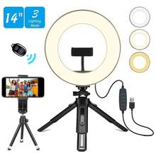 Phone Holder With Ring Light Set Portable Mini Desktop Selfie USB Ringlight with Extendable Tripod Stand for Live Stream Makeup 2024 - buy cheap