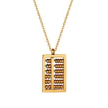 Fashion Unisex Abacus Pendant Necklace Stainless Steel Gold-plated Beads Sliding Link Chains For Men Women Jewelry Party Gifts 2024 - buy cheap