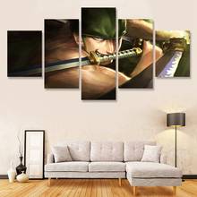 One Piece Roronoa Zoro Canvas Painting 5 Panel Wall Art Canvas Print Paintings Wall Picture for Living Room 2024 - buy cheap