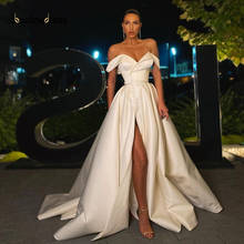 Satin Off The Shoulder White Evening Dress Sweetheart Split A-Line Long Formal Party Gown Prom Dress Vestido De Fiesta 2024 - buy cheap