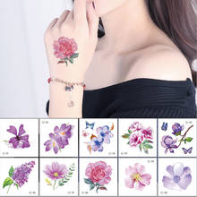 40Pcs/lot waterproof temporary tattoos for girls flower tattoo sticker woman purple rose lotus hand tattoo water transfer small 2024 - buy cheap