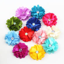 100Pcs Mix Colors Chiffon Fabric Flower Tassels With Rhinestone For Wedding Invitation Artificial Flowers For Dress Decoration 2024 - buy cheap