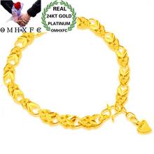 OMHXFC-Pulseras doradas de 24KT para mujer y niña, pulseras elegantes con eslabones en forma de corazón, conejo, fiesta de cumpleaños, regalo de boda, venta al por mayor 2024 - compra barato