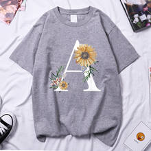 Cute Letter Sunflower Comics Print Woman T Shirts Harajuku Brand T Shirt 2022 Vintage T-Shirt Hip Hop Loose Female Tee Shirt 2024 - buy cheap