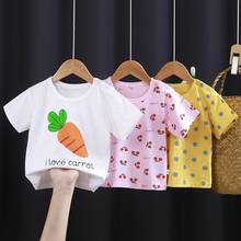 Roupas infantis 2021, camisa básica de 100% algodão para bebês, camiseta de manga curta para meninos e meninas 2024 - compre barato