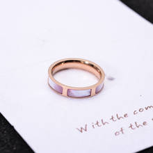 Yun ruo anéis com casca rosa e dourado, joias de aço de titânio com cores rosa, joias para presente de aniversário e para mulheres 2024 - compre barato