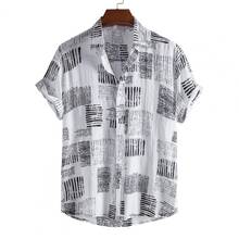 Рубашка мужская с коротким рукавом и отложным воротником, мягкая свободная летняя одежда с принтом 2024 - купить недорого