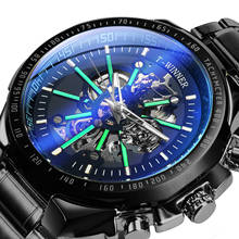 WINNER Military Men Mechanical Automatic Wristwatch Skeleton Mens Watches Top Brand Luxury Stainless Steel Strap часы мужские 2024 - buy cheap